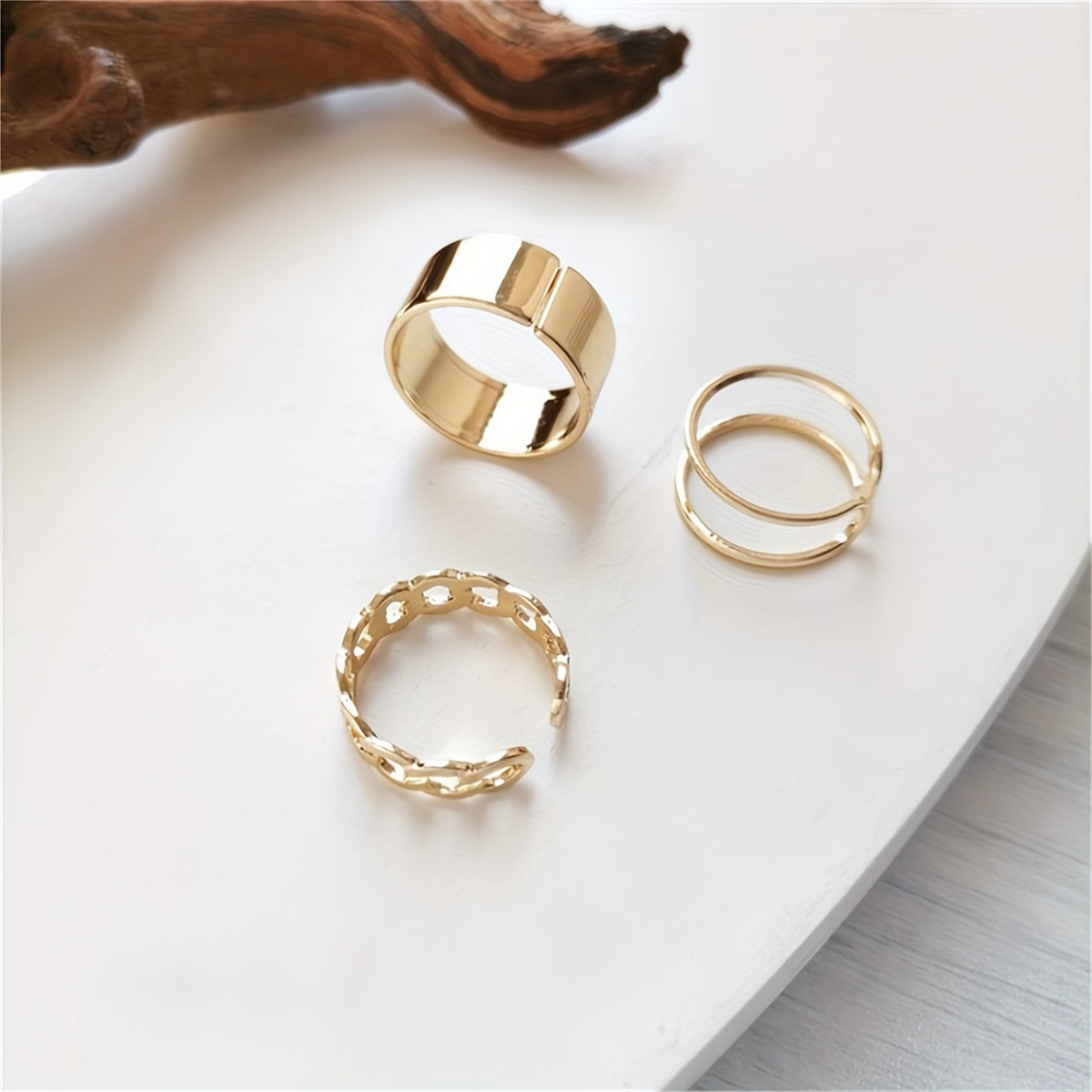 Hip hop Open Adjustable Ring Three Pieces Finger Ring